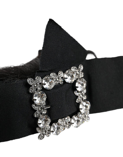 Dolce &amp; Gabbana Schwarzes Haar Parrucchiera Kristall Stirnband Diadem
