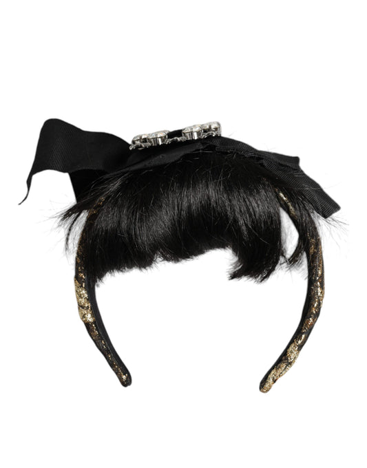Dolce &amp; Gabbana Schwarzes Haar Parrucchiera Kristall Stirnband Diadem