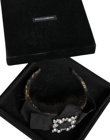 Dolce &amp; Gabbana Schwarzes Haar Parrucchiera Kristall Stirnband Diadem