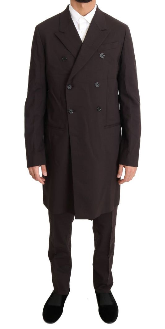 Dolce &amp; Gabbana – Langer, 3-teiliger Anzug aus Wollstretch in Bordeaux
