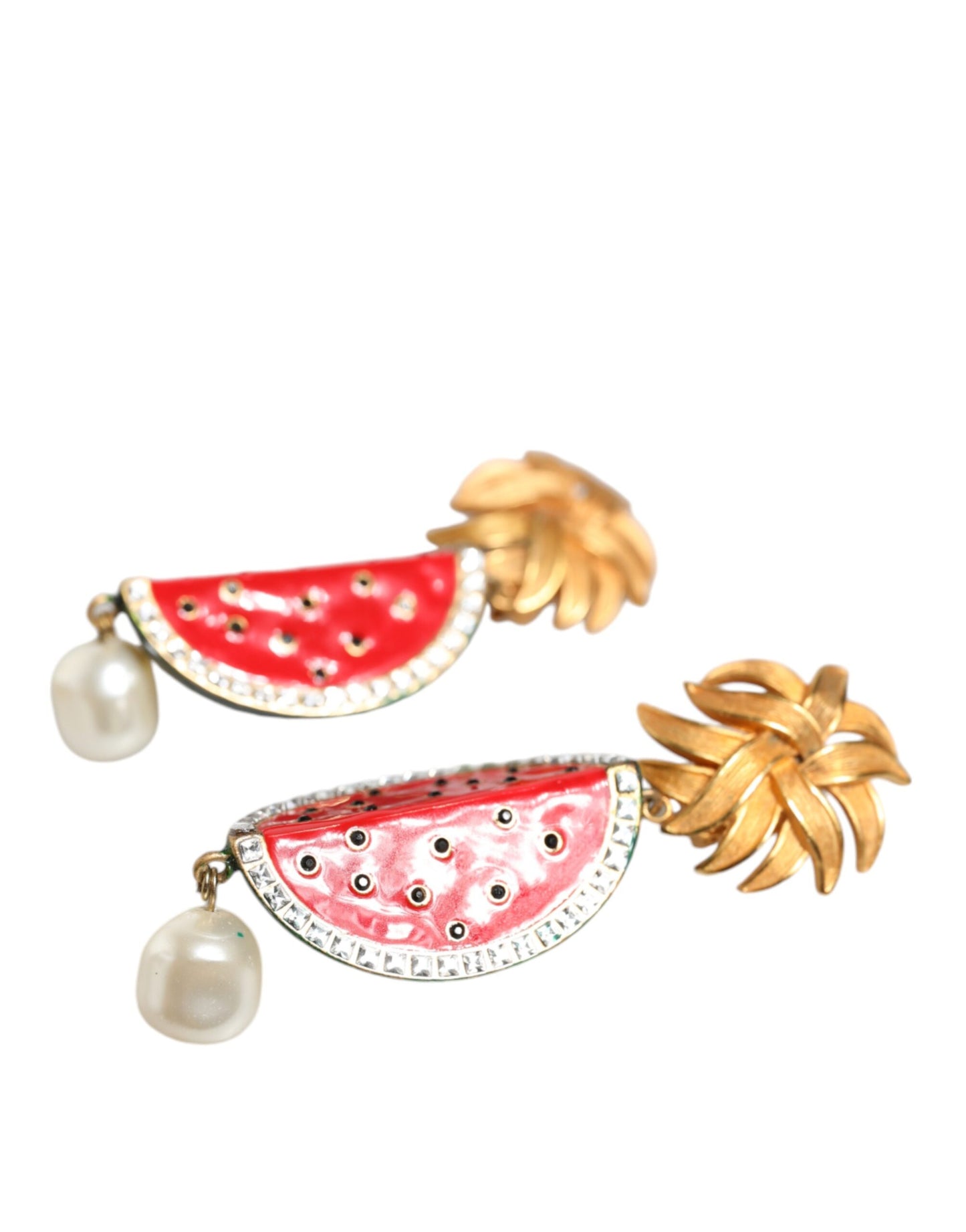 Dolce &amp; Gabbana – Clip-Ohrringe mit Kristallen in Rot und Gold aus Messing