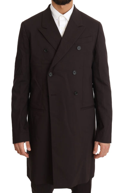 Dolce &amp; Gabbana – Langer, 3-teiliger Anzug aus Wollstretch in Bordeaux