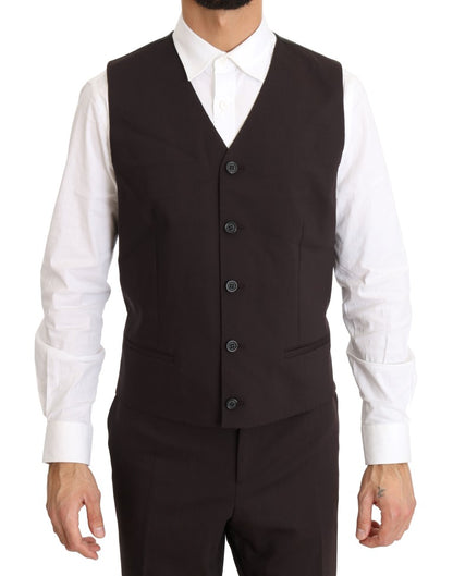 Dolce &amp; Gabbana – Langer, 3-teiliger Anzug aus Wollstretch in Bordeaux
