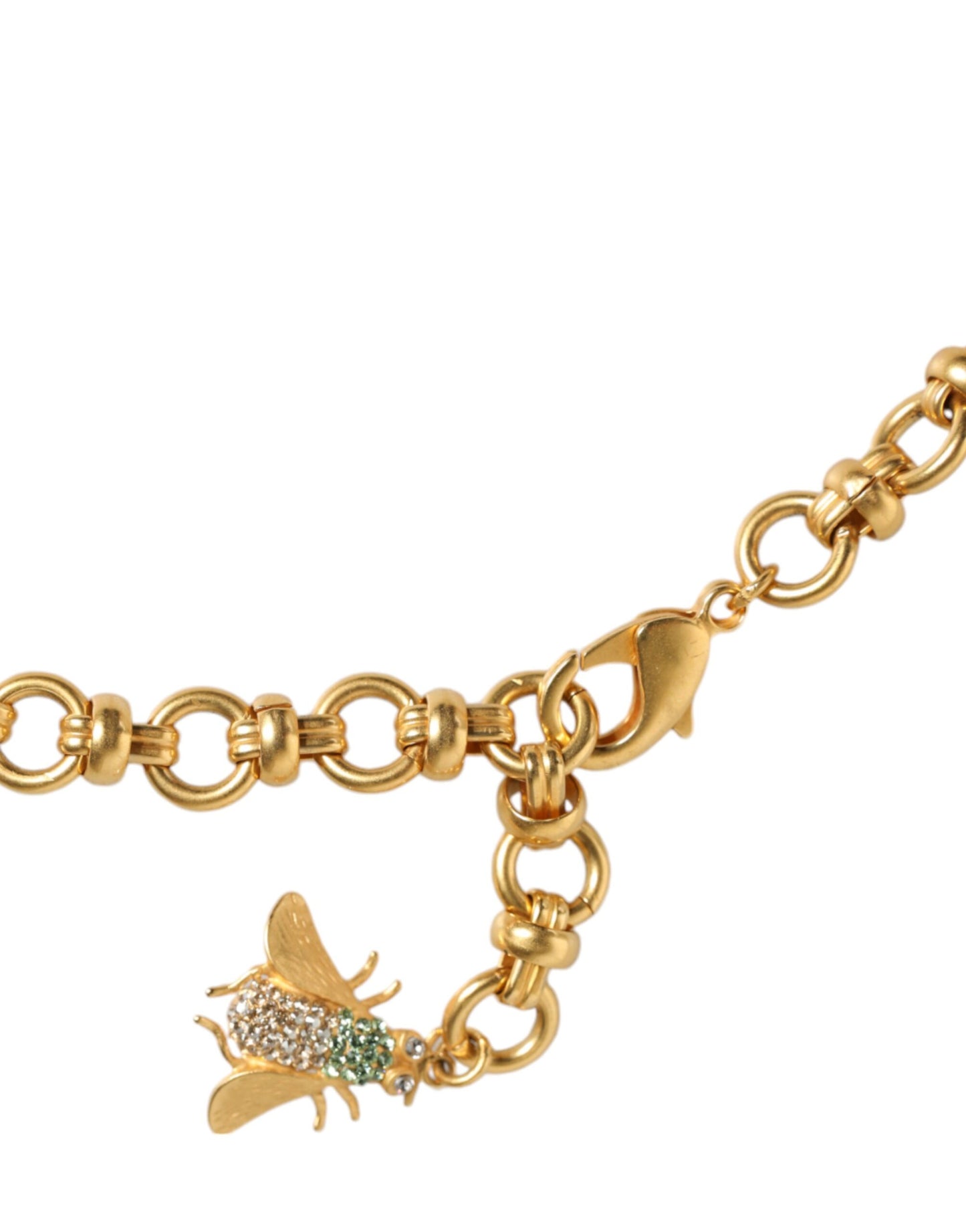 Dolce &amp; Gabbana Statement-Halskette mit Käferanhänger aus goldfarbenem Messing und Kristall