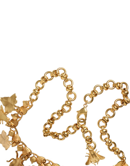 Dolce &amp; Gabbana Statement-Halskette mit Käferanhänger aus goldfarbenem Messing und Kristall