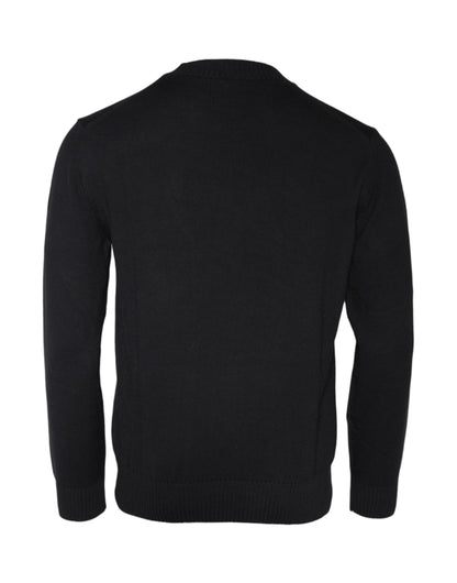 Versace – Schwarzer Pullover mit Rundhalsausschnitt und Medusa-Stickerei