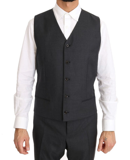 Dolce &amp; Gabbana – Zweireihiger Slim-Fit-Anzug aus Wolle und Seide in Grau