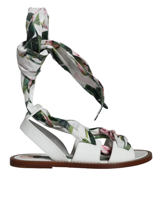 Dolce &amp; Gabbana Sandalen mit mehrfarbigem Blumendruck und Knöchelriemen