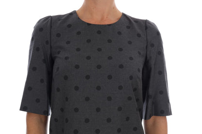 Dolce &amp; Gabbana Graues Etuikleid aus Wolle mit Punkten