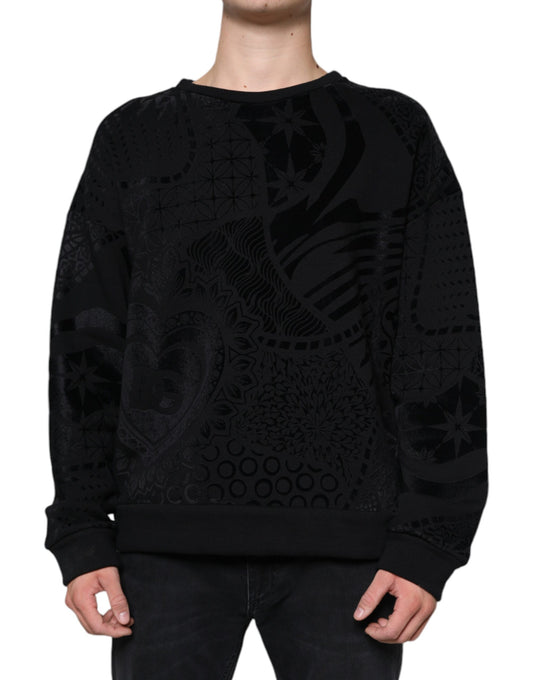 Dolce &amp; Gabbana – Schwarzer Sweatshirtpullover mit Rundhalsausschnitt und Print