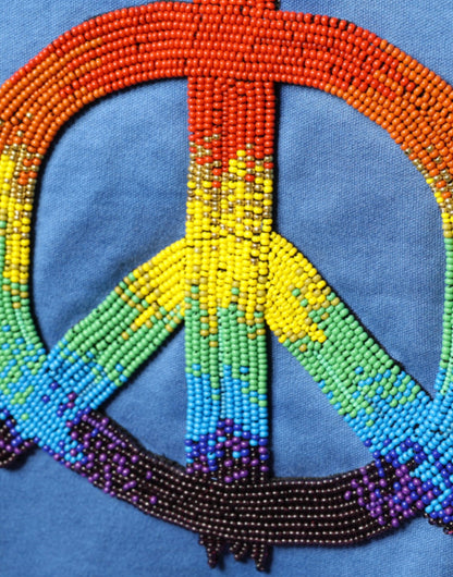 Dolce &amp; Gabbana Blue Tie-Dye Peace Sign Cotton T-shirt
