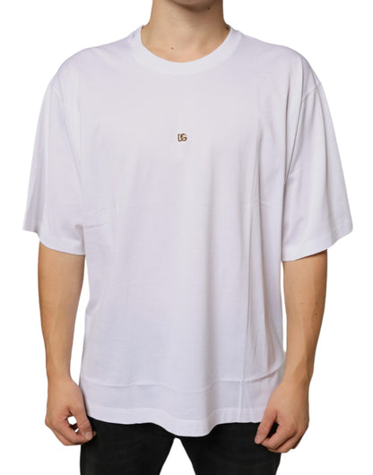 Dolce &amp; Gabbana White Metal DG Logo Cotton Short Sleeves T-shirt