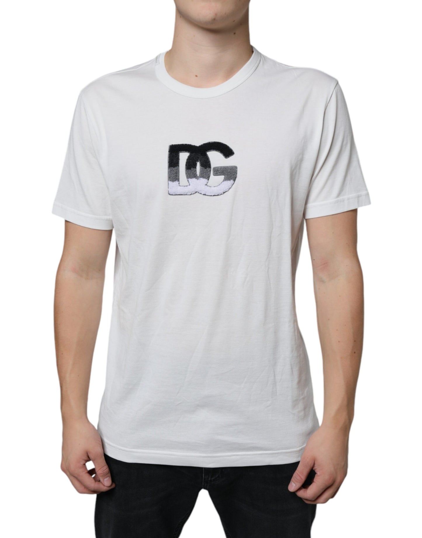 Dolce &amp; Gabbana White Cotton DG Logo Print T-shirt