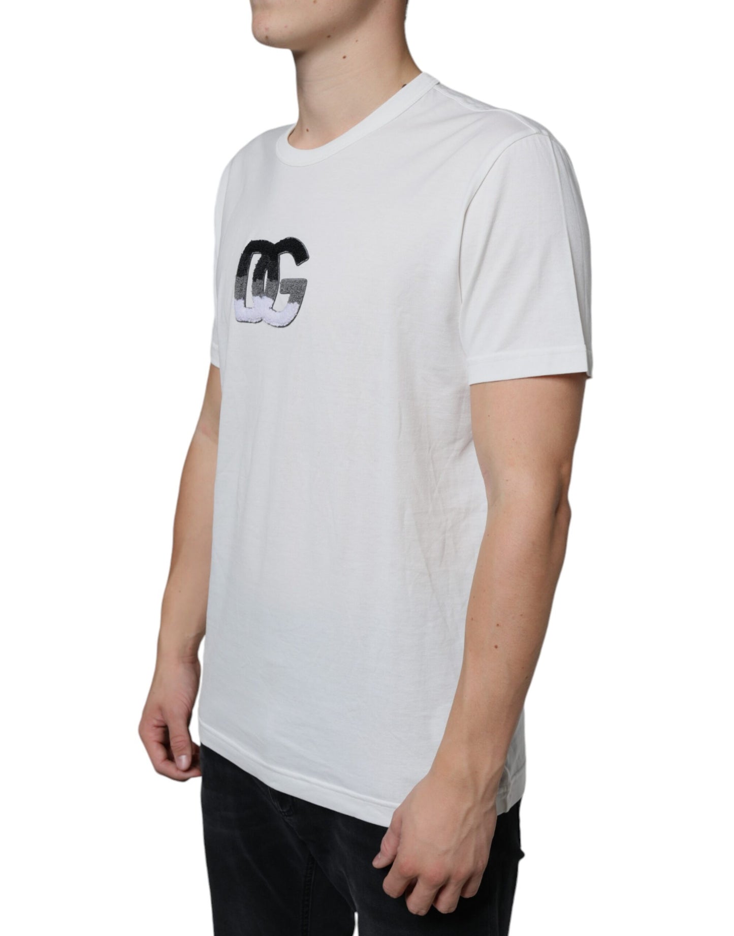 Dolce &amp; Gabbana White Cotton DG Logo Print T-shirt