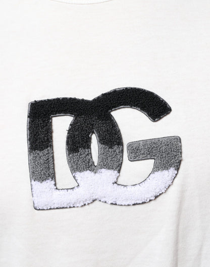 Dolce &amp; Gabbana White Cotton DG Logo Print T-shirt