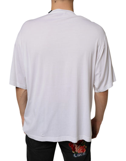 Dolce &amp; Gabbana White Cotton Necklace Embellished T-shirt
