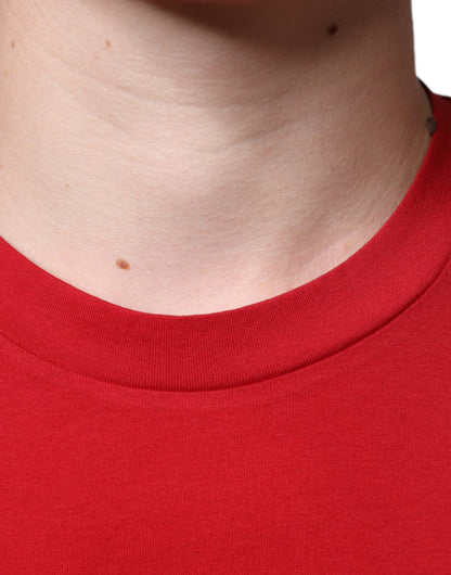 Dolce &amp; Gabbana – Rotes Baumwoll-T-Shirt mit Rundhalsausschnitt und DG-Logo-Print