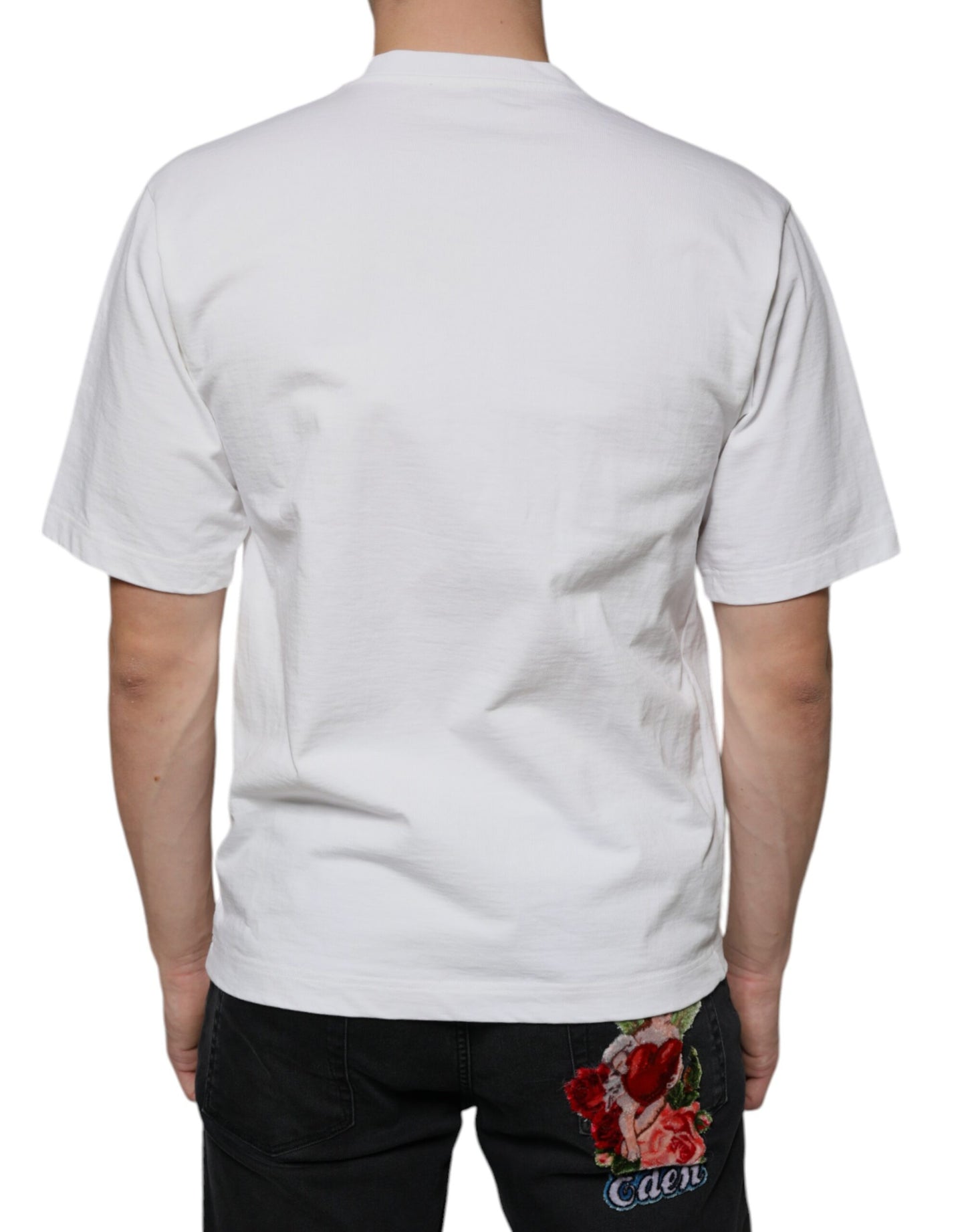 Dolce &amp; Gabbana White Cotton DG Logo Print Casual T-shirt