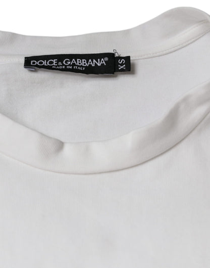 Dolce &amp; Gabbana White Cotton DG Logo Print Casual T-shirt