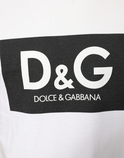 Dolce &amp; Gabbana White Cotton DG Logo Print Casual T-shirt