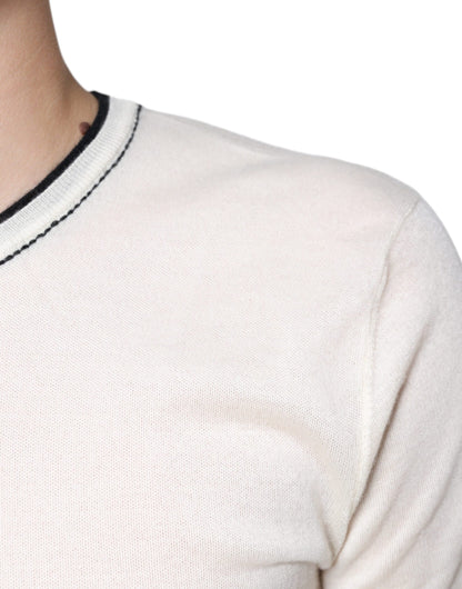 Dolce &amp; Gabbana – Kurzärmliges T-Shirt aus cremefarbenem Kaschmir