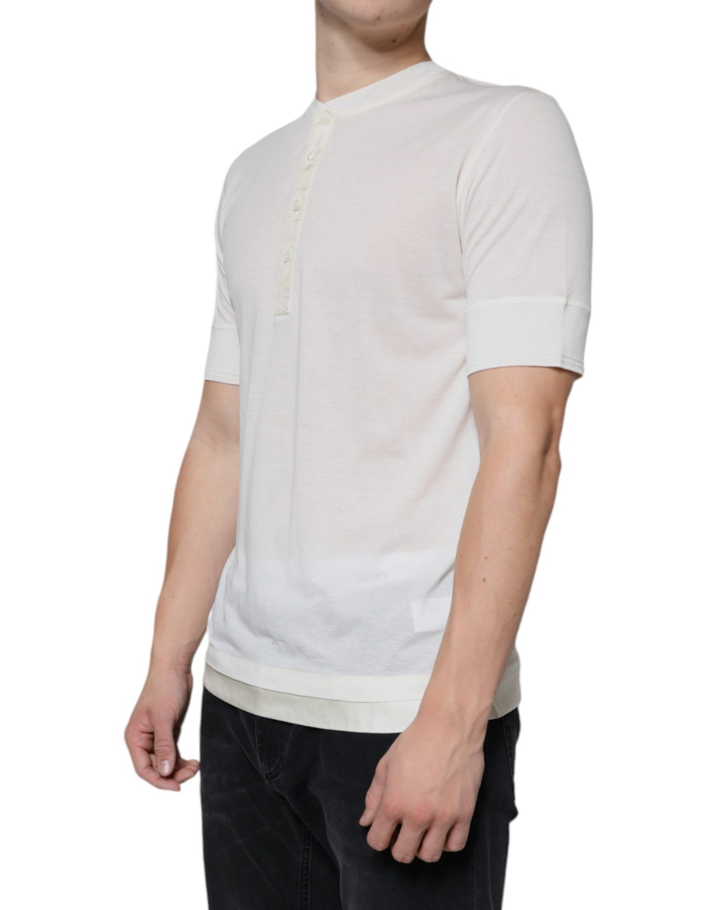 Dolce &amp; Gabbana Off White Cotton Short Sleeves T-shirt
