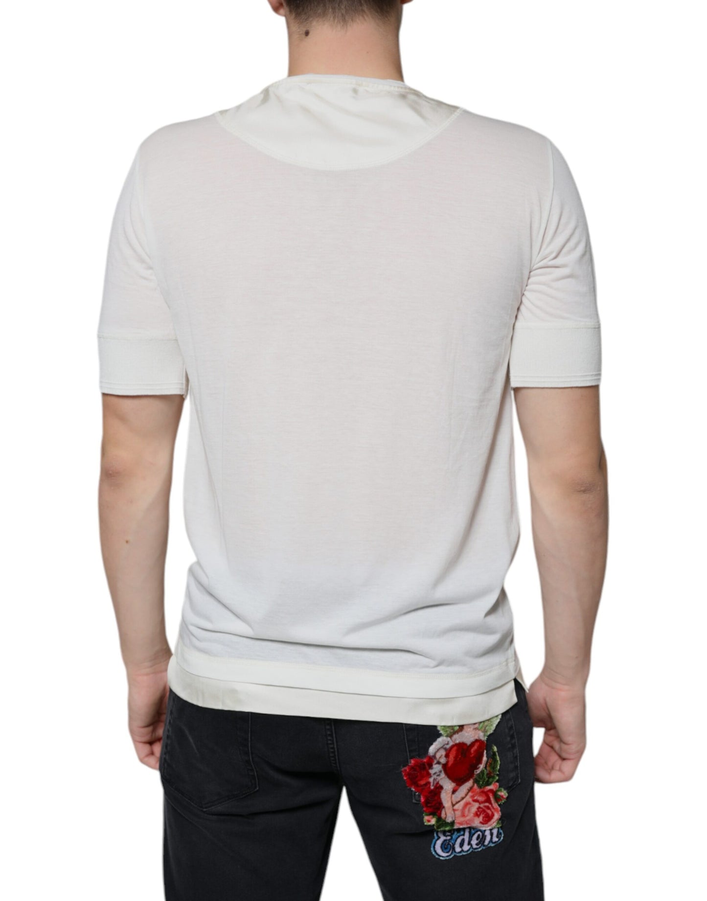 Dolce &amp; Gabbana Off White Cotton Short Sleeves T-shirt