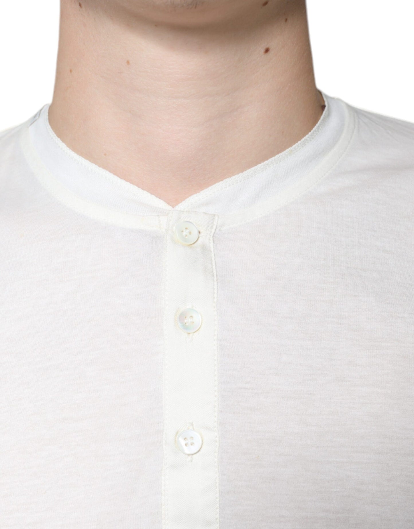 Dolce &amp; Gabbana Off White Cotton Short Sleeves T-shirt