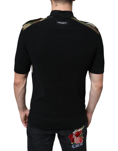 Dolce &amp; Gabbana Multicolor Camouflage Patchwork Silk Polo T-shirt