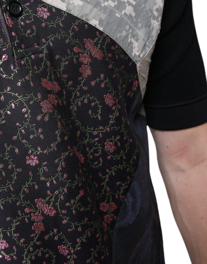 Dolce &amp; Gabbana Multicolor Camouflage Patchwork Silk Polo T-shirt