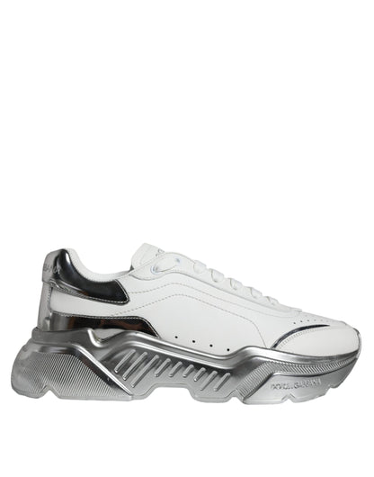 Dolce &amp; Gabbana Weiß Silber Daymaster Low Top Sneakers Schuhe