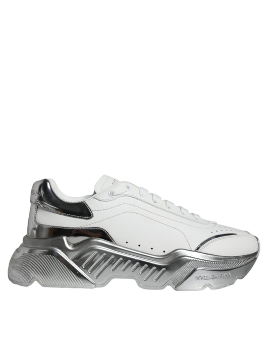 Dolce &amp; Gabbana Weiß Silber Daymaster Low Top Sneakers Schuhe
