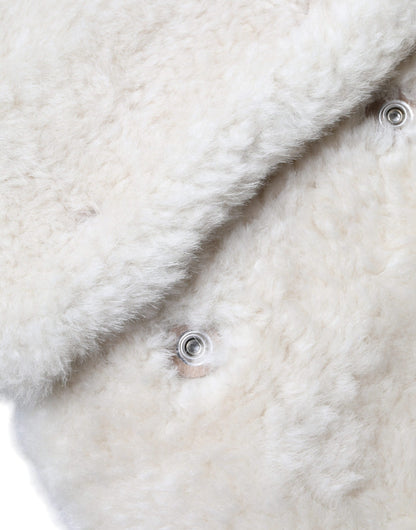 Burberry White WARRENFORD Shearling Lederweste Manteljacke
