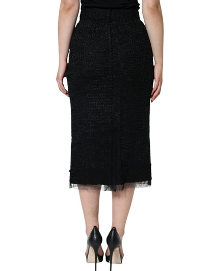 Dolce &amp; Gabbana – Schwarzer Midirock aus Schurwolle im Bleistiftschnitt