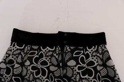 Dolce &amp; Gabbana – Rock aus geblümter Makramee-Spitze mit Kristallknöpfen