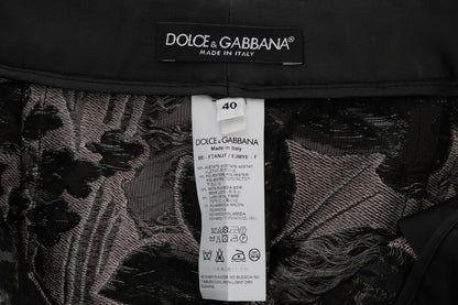 Dolce &amp; Gabbana Gray Floral Brocade High Waist Shorts