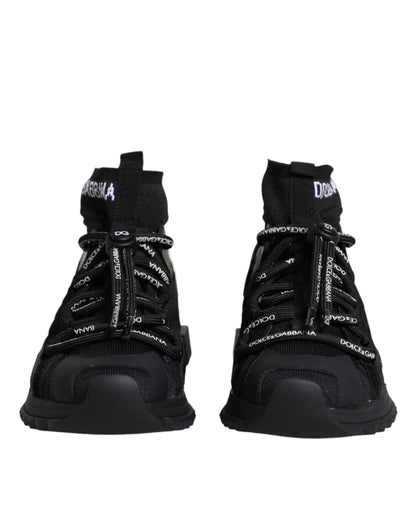 Dolce &amp; Gabbana Schwarze Sorrento Socken Logo Sneakers Schuhe