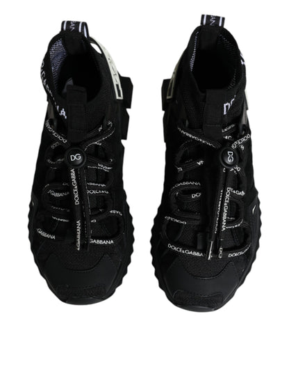 Dolce &amp; Gabbana Schwarze Sorrento Socken Logo Sneakers Schuhe