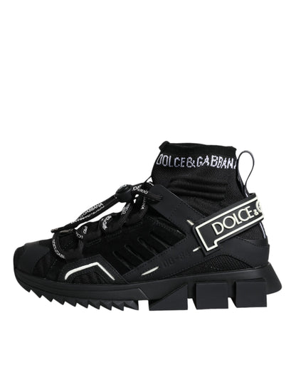 Dolce &amp; Gabbana Schwarze Sorrento Socken Logo Sneakers Schuhe