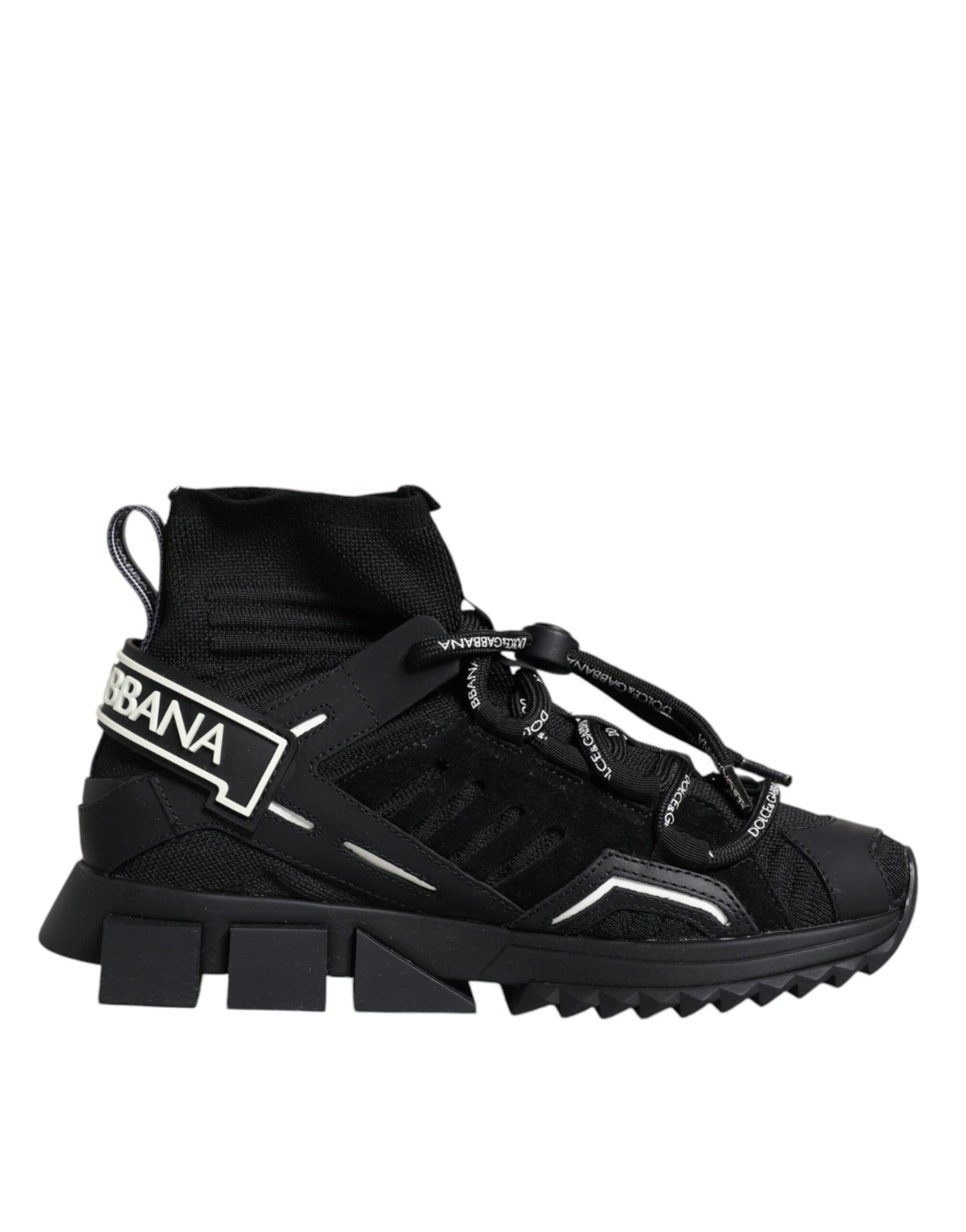 Dolce &amp; Gabbana Schwarze Sorrento Socken Logo Sneakers Schuhe