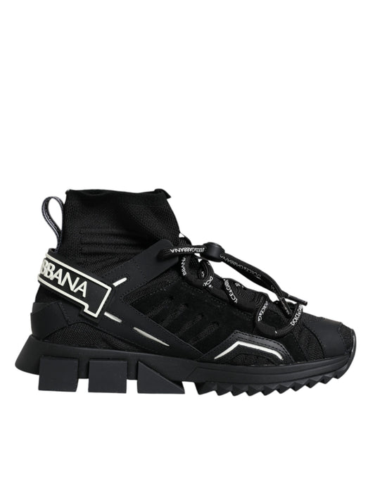 Dolce &amp; Gabbana Schwarze Sorrento Socken Logo Sneakers Schuhe