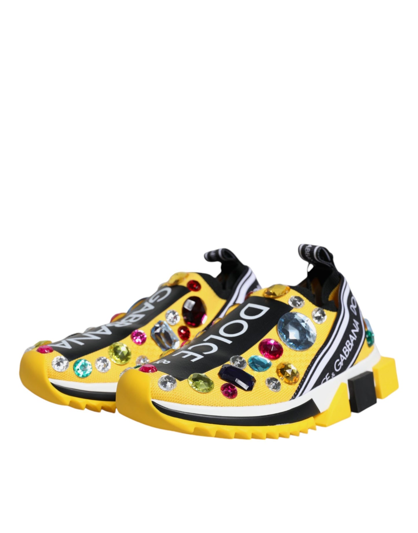 Dolce &amp; Gabbana Gelbe Sorrento Kristalle Low Top Sneakers Schuhe
