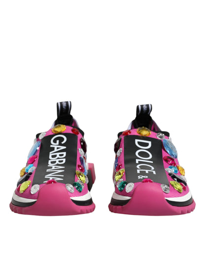Dolce &amp; Gabbana Pink Sorrento Kristalle Low Top Sneakers Schuhe