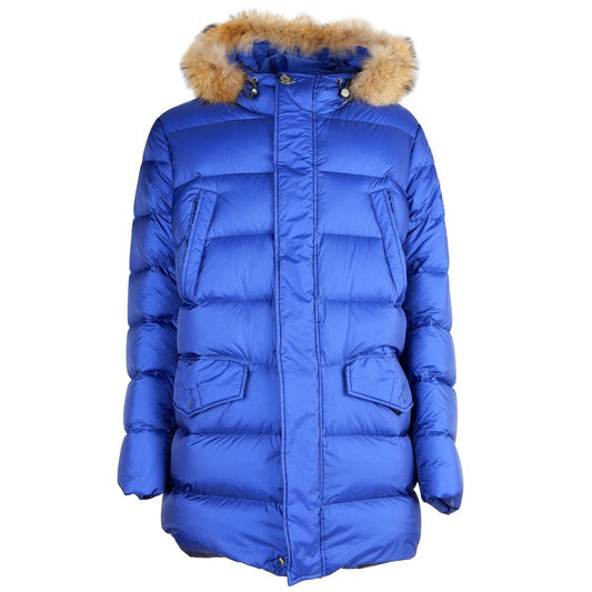 Blaue Nylon-Herrenjacke hinzufügen