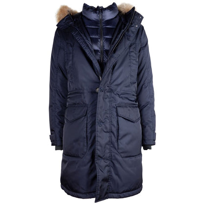 Blaue Nylon-Herrenjacke hinzufügen