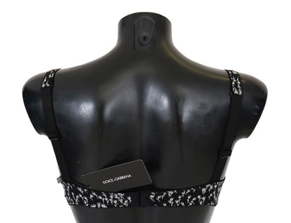 Dolce &amp; Gabbana – Stretch-Unterwäsche-BH aus schwarzer Seide und weißer Spitze