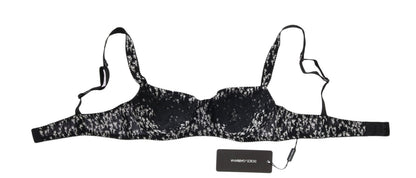 Dolce &amp; Gabbana – Stretch-Unterwäsche-BH aus schwarzer Seide und weißer Spitze
