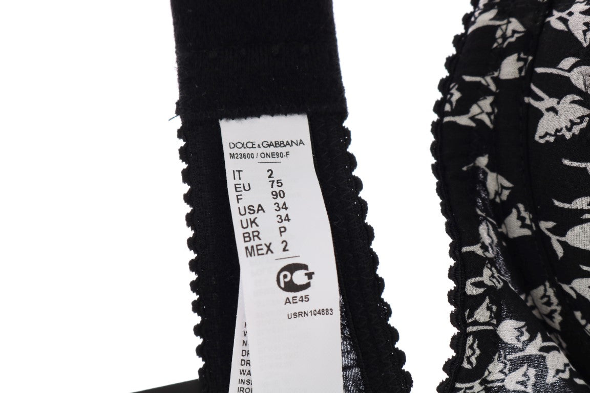 Dolce &amp; Gabbana – Stretch-Unterwäsche-BH aus schwarzer Seide und weißer Spitze