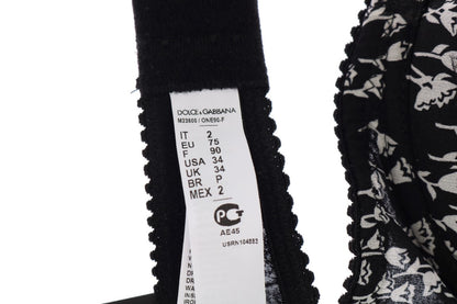 Dolce &amp; Gabbana – Stretch-Unterwäsche-BH aus schwarzer Seide und weißer Spitze