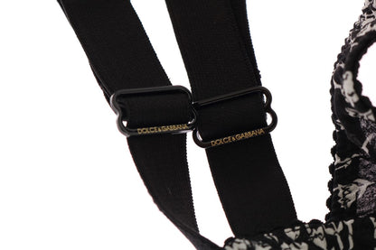 Dolce &amp; Gabbana – Stretch-Unterwäsche-BH aus schwarzer Seide und weißer Spitze